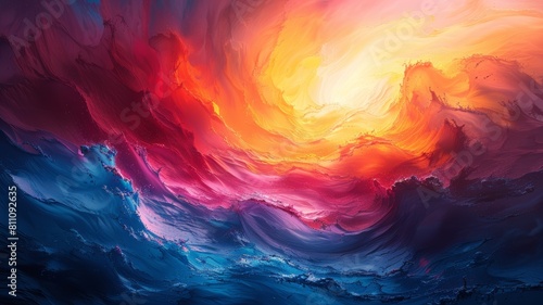 The image is an abstract painting,fire and water photo