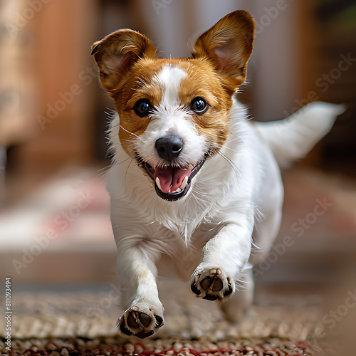Jack Russell Terier running around the house
