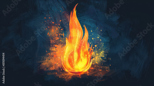 Bright Pentecostal Flame Illustration, Pentecost a Christian holiday, the descent of the Holy Spirit.