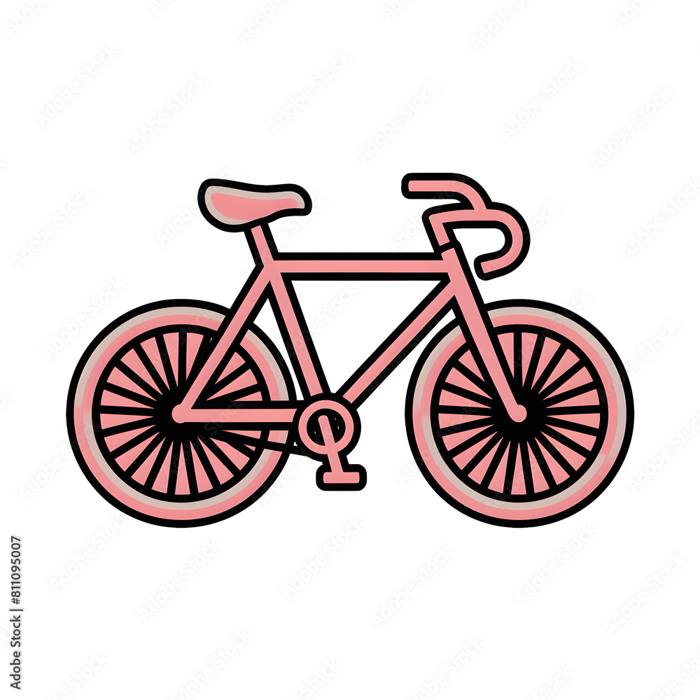 Fototapeta premium Pink Bicycle Illustration Isolated on Transparent Background