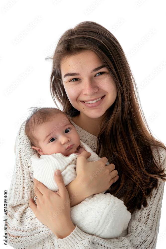 Mother and her newborn baby transparent background Mother and her newborn baby transparent background