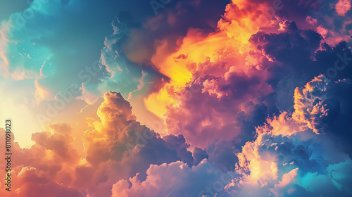 Colorful Sky Filled With Billowing Clouds