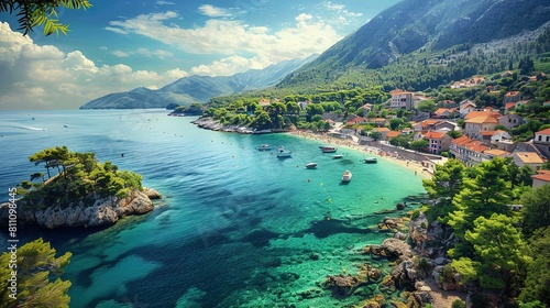Beautiful panoramic view of Budva, Montenegro. photo