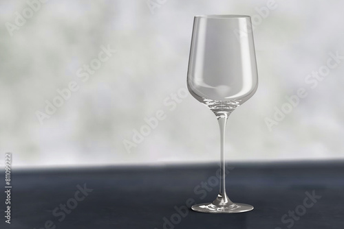 Empty wine glass mockup on gray backround
