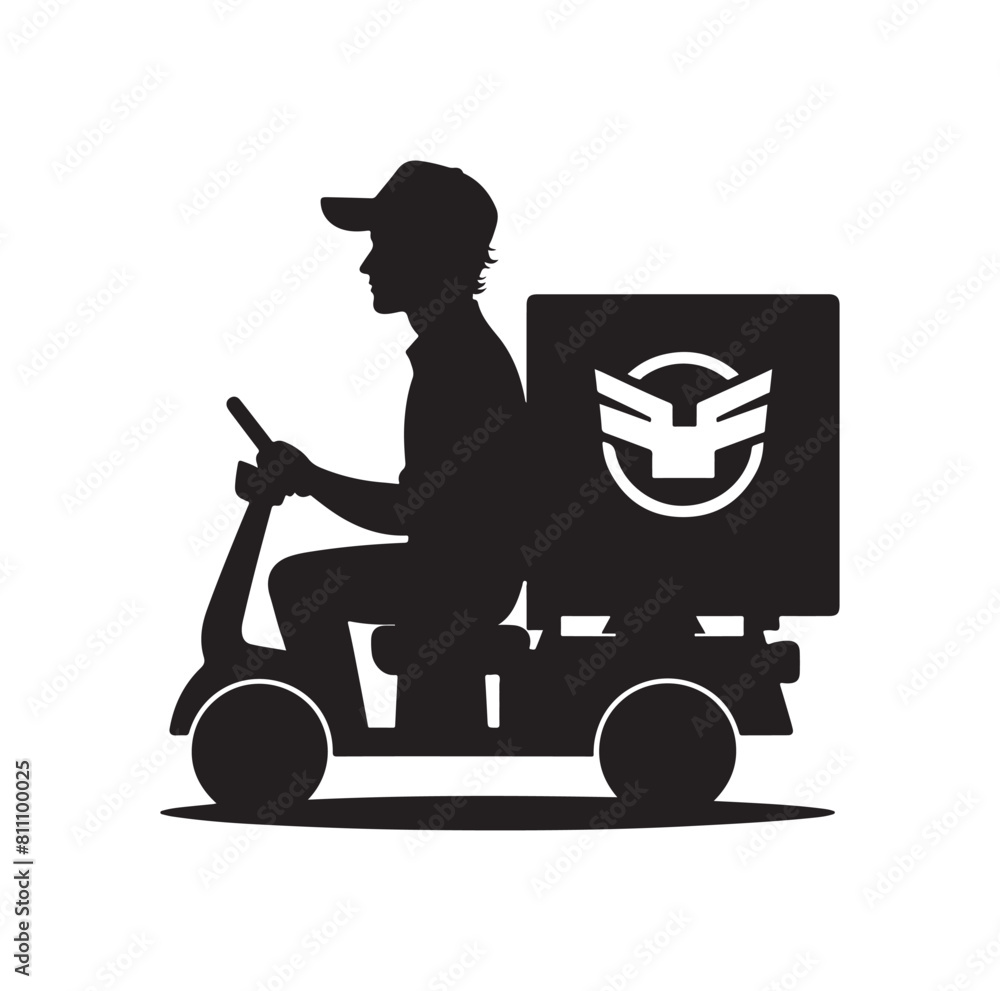 Delivery man silhouette illustration set vector Delivery man silhouette illustration set vector