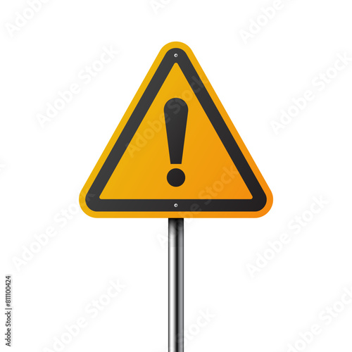 Warning road sign with exclamation mark 