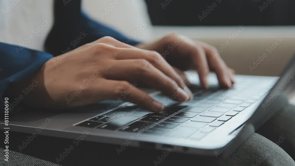 Woman working at home office hand on keyboard close up Woman working at home office hand on keyboard close up