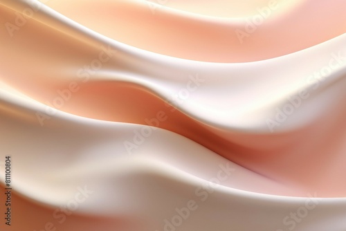 抽象背景テンプレート。柔らかい質感の白と淡いピンクの立体的な波のクローズアップ