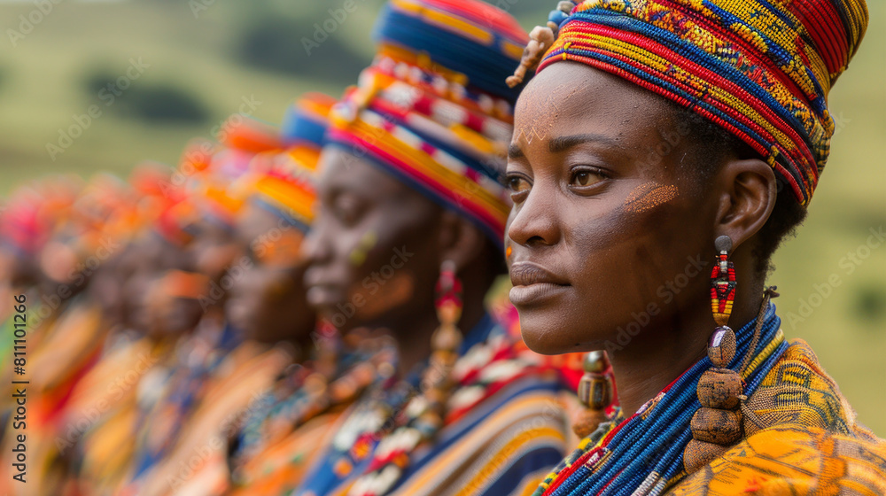 Elegant African Women in Colorful Tribal Attire at Cultural Event in Eswatini