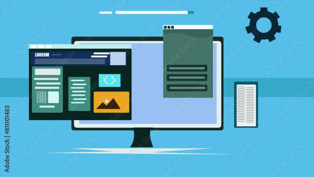 Design your website for office, website repairing concept, expert developer,  2d animation clip