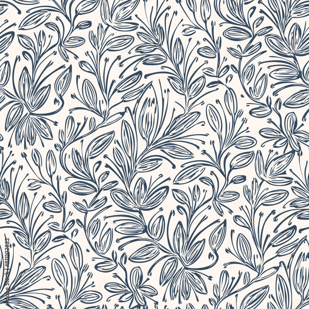 Black and white seamless pattern with flowers. Vector Black and white seamless pattern with flowers. Vector