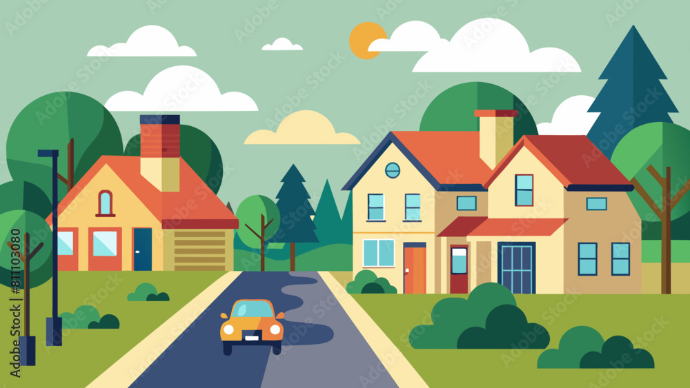 Private house by road vector illustration Private house by road vector illustration