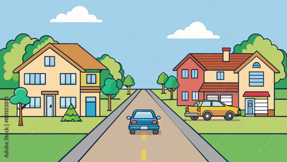 Private house by road vector illustration Private house by road vector illustration