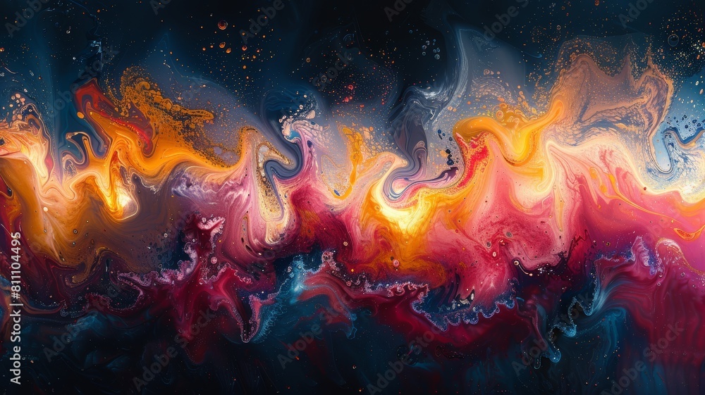 The image is an abstract painting,fire background