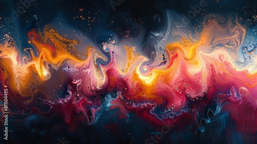 The image is an abstract painting fire background