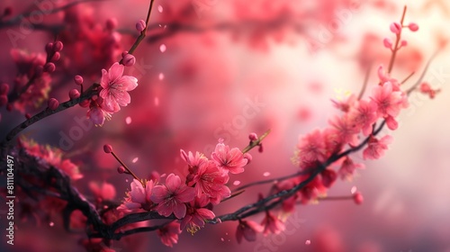 Cherry Blossoms in Full Bloom Under Magical Sunlight, Perfect for Spring Season Design and Vibrant Decor 8K Wallpaper High-resolution