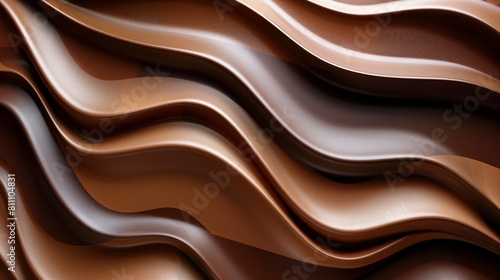Abstract Chocolate Waves Texture: Flowing Rich Brown Silk Fabric Simulation, Luxury Background with Smooth Folds and Highlights, Conceptual Design and Art Projects 8K Wallpaper High-resolution