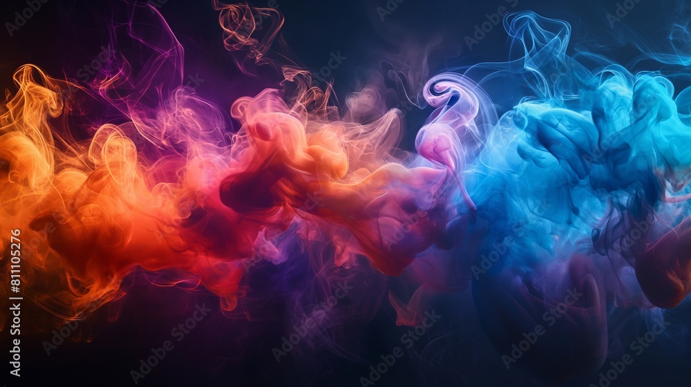 Vibrant Colored Smoke Creating Abstract Fist Bumps in a Surreal Dark Background, Ideal for Creative Concepts and Dynamic Artwork Designs 8K Wallpaper High-resolution