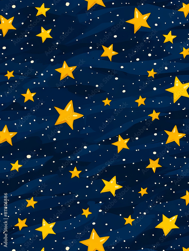 Seamless pattern with stars on the dark blue background.