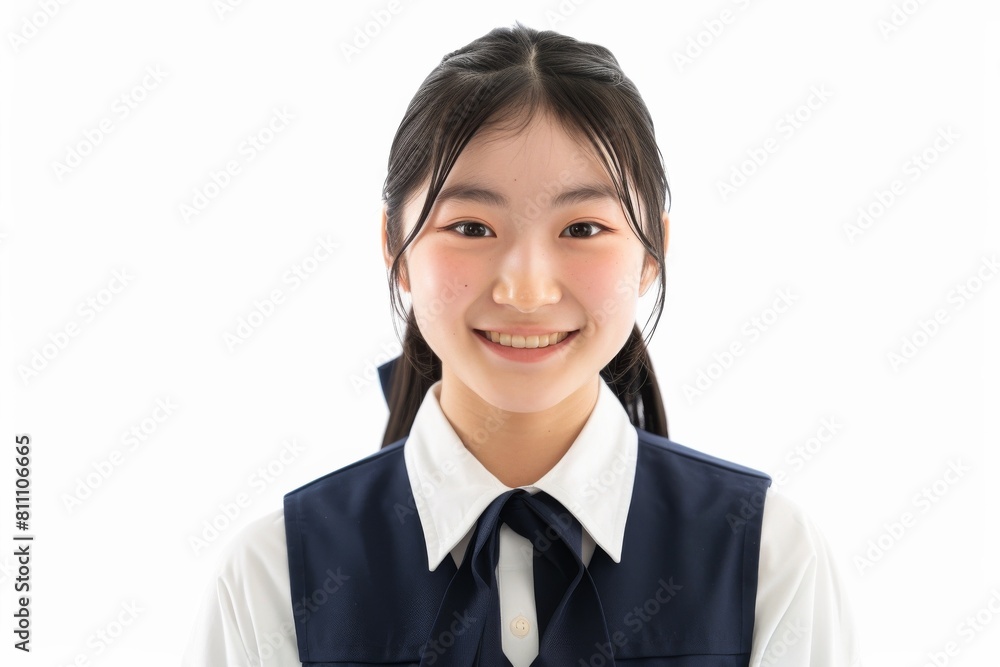 制服を着た笑顔の日本人の中学生の女の子（入学・卒業・受験・勉強・塾・学習塾）