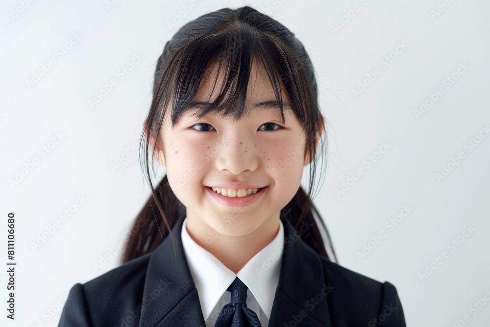 制服を着た笑顔の日本人の中学生の女の子(入学・卒業・受験・勉強・塾・学習塾) 制服を着た笑顔の日本人の中学生の女の子(入学・卒業・受験・勉強・塾・学習塾)