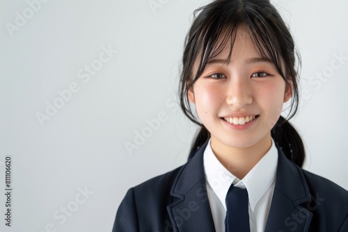 制服を着た笑顔の日本人の中学生の女の子（入学・卒業・受験・勉強・塾・学習塾）