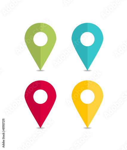 set of location icons with little shadow
