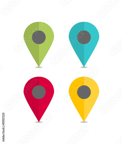 set of location icons with little shadow