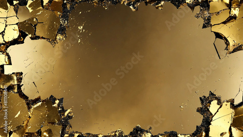 Antique, shattered gold background 16:9 with copyspace photo