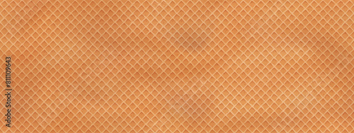 Sweet crispy seamless texture of ice cream cone with diamond pattern. Delicious Belgian waffle bg with diamonds and grain. Vector illustration with gradient mesh. photo
