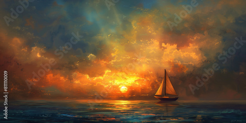 a sailboat at sunset on the sea