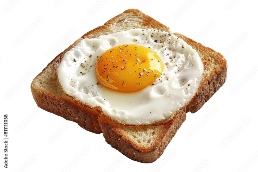 Piece of toast with egg isolated on transparent background Piece of toast with egg isolated on transparent background