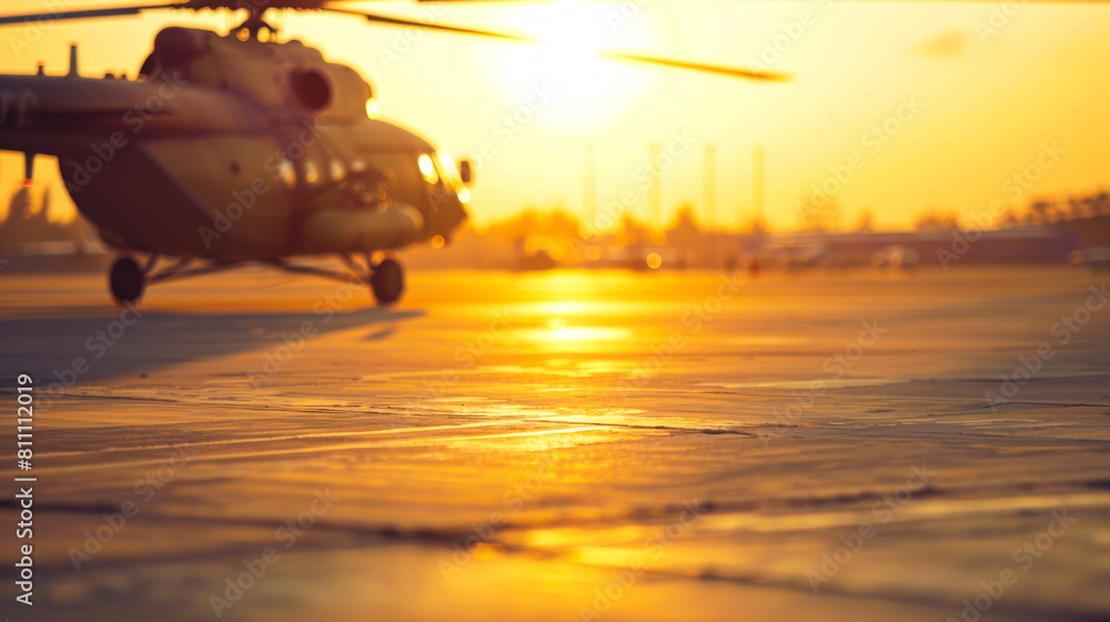 Military Helicopter Blurred in Background at Airfield
Military Helicopter Blurred in Background at Airfield
