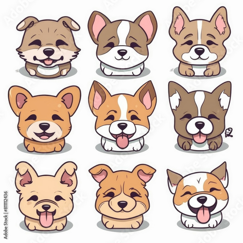 Various dogs displaying a range of facial expressions including happy, curious, playful, and serious