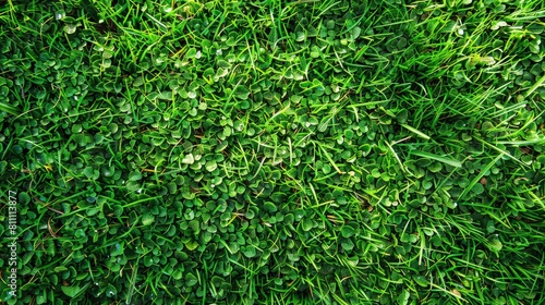 Aerial view of a seamless expanse of vibrant green grass. Grass background.