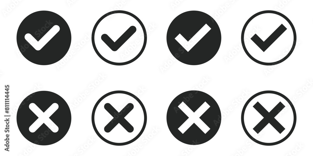 Dark Check Mark Cross and Tick Icon Design Dark Check Mark Cross and Tick Icon Design