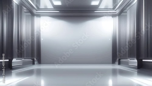 animated light abstract 3D background of the room with surreal change of shapes and lines. looped seamless background. ai.