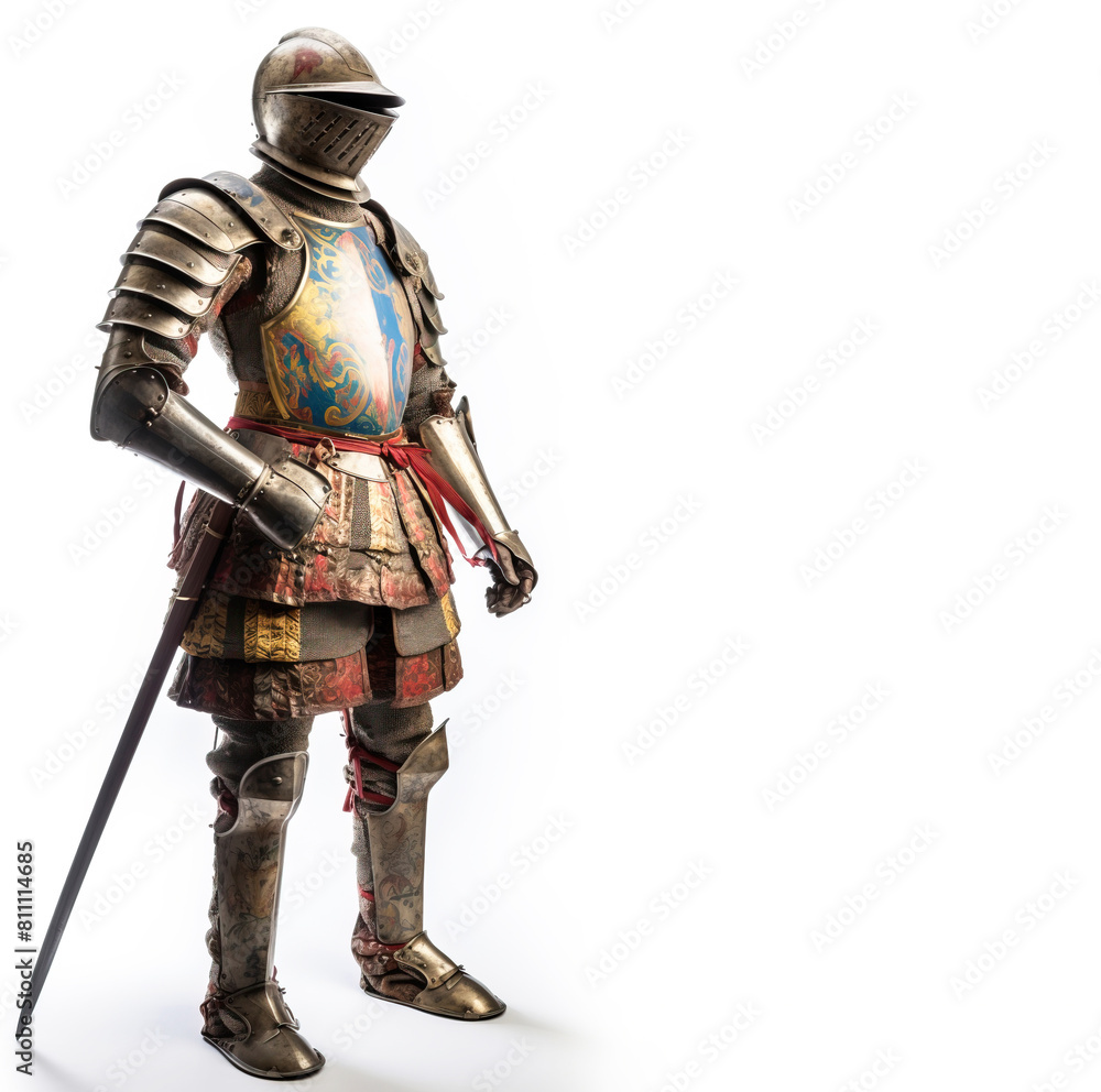 Warrior, British knight in armor, the best soldiers in the world. White background, isolate. AI generated. Warrior, British knight in armor, the best soldiers in the world. White background, isolate. AI generated.