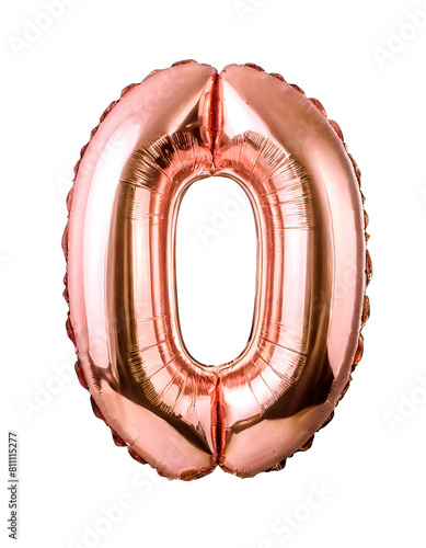 Balloon number twenty made of rose gold color