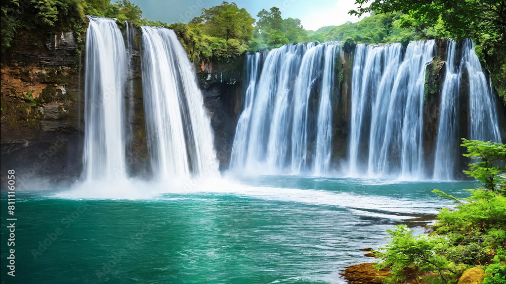 Obraz premium Most beautiful waterfalls on earth 16:9 with copyspace