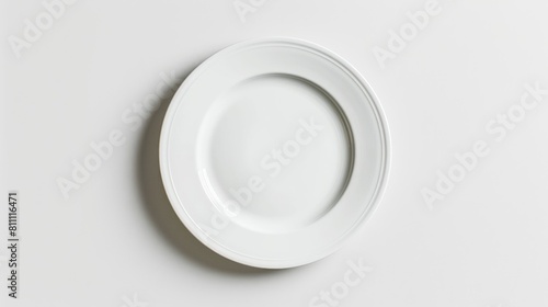 Plate with nothing on it placed alone on a white background