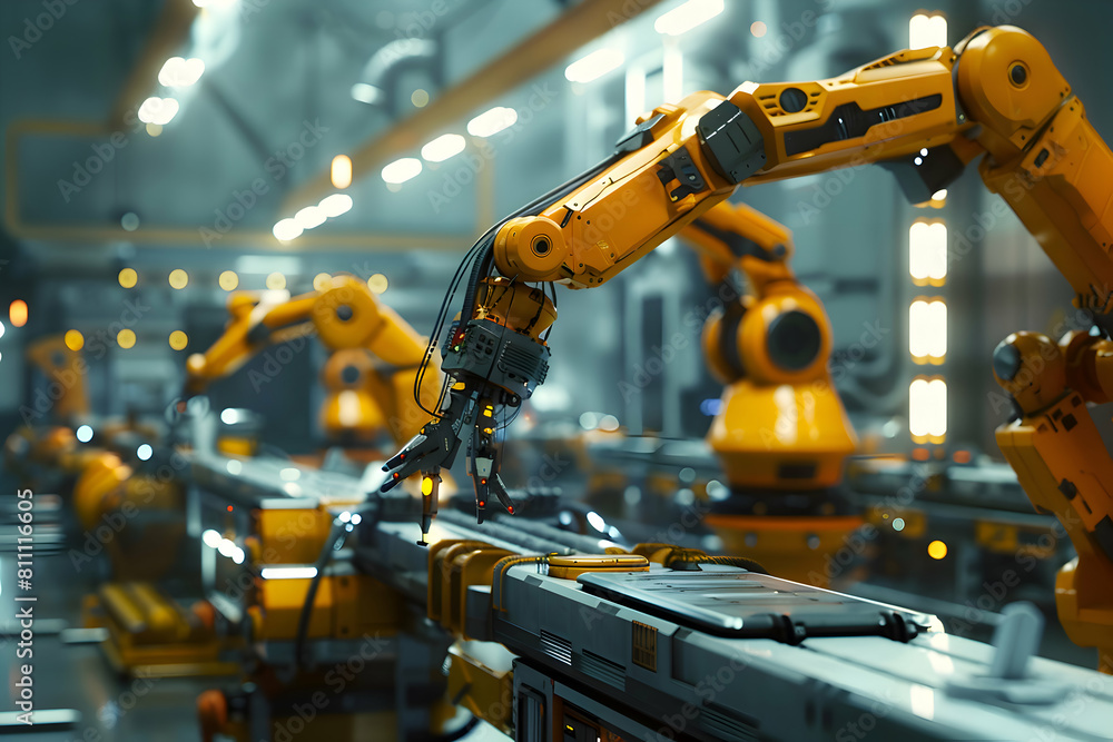 Futuristic Robotics Manufacturing Factory - Innovative High-Tech Industrial Production