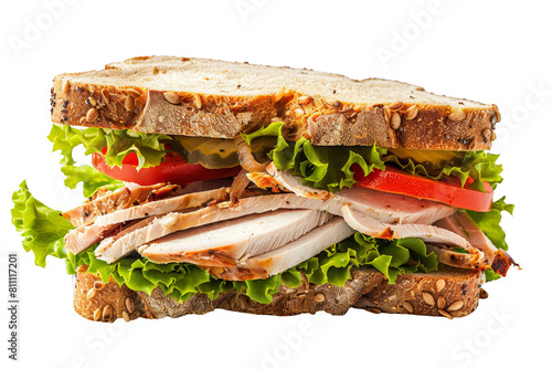 Turkey sandwich cut out transparent isolated on white background ,PNG file ,artwork graphic design.
