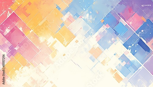 Abstract background with colorful shapes, soft and vibrant colors, geometric pattern