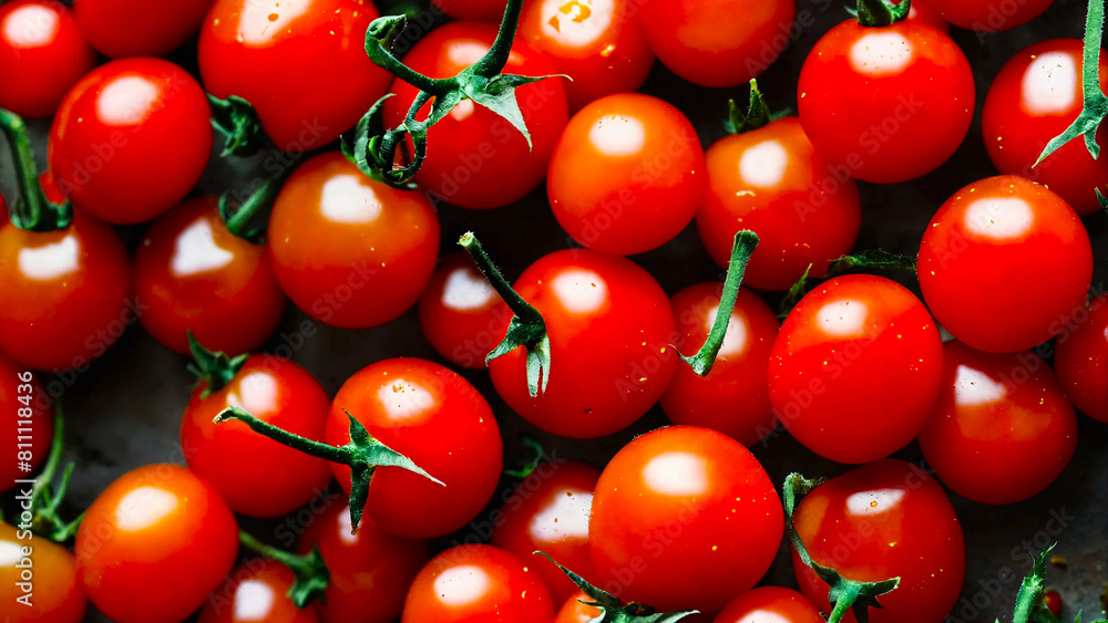 Farm fresh cherry tomatoes background 16:9 with copyspace Farm fresh cherry tomatoes background 16:9 with copyspace
