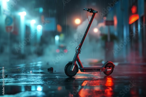 Vibrant image featuring electric scooters in urban setting