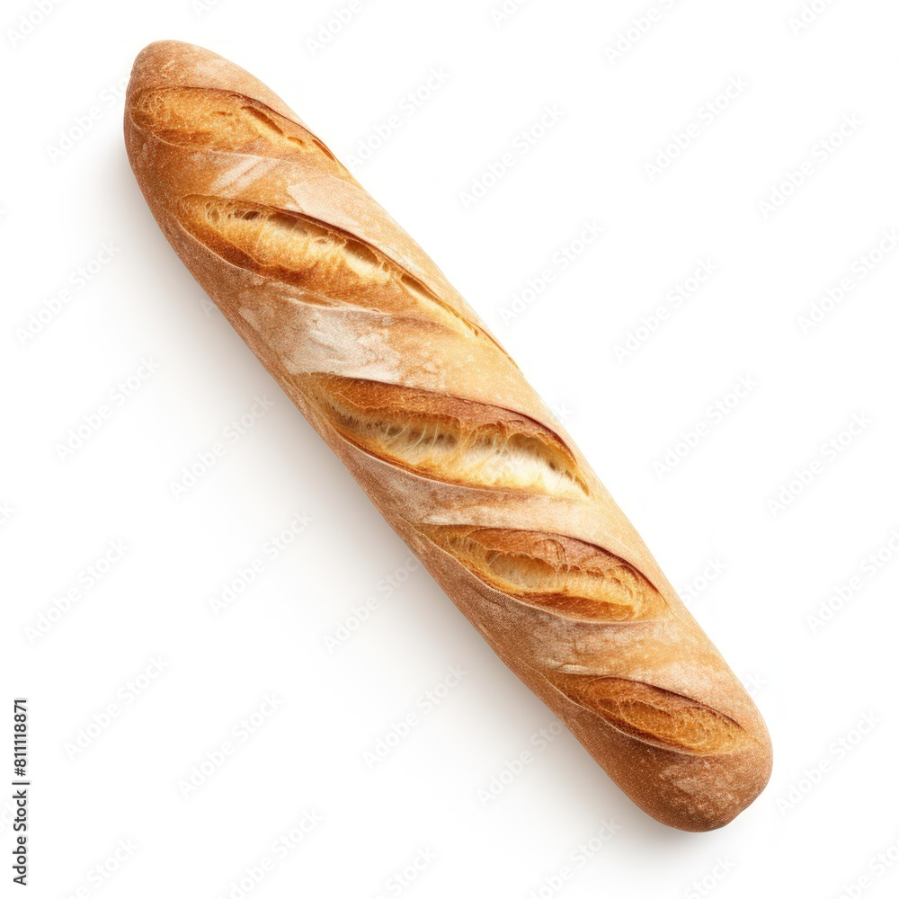 French baguette bread on a white background French baguette bread on a white background