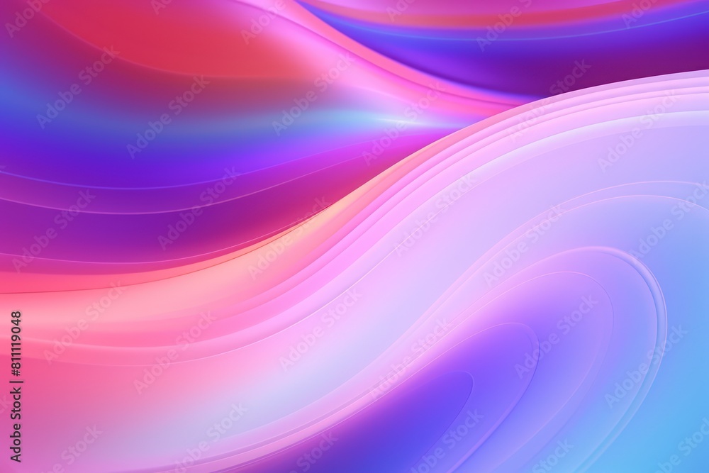 Obraz premium 3D render of abstract fluid iridescent holographic neon curved wave, colorful background in motion