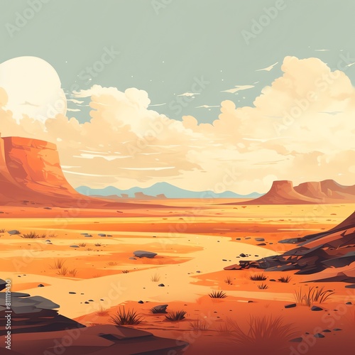 Desert expanse concept flat design side view exploration theme animation Analogous Color Scheme