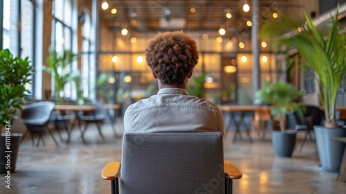 Man in Business Attire Waiting in a Modern Office Lounge